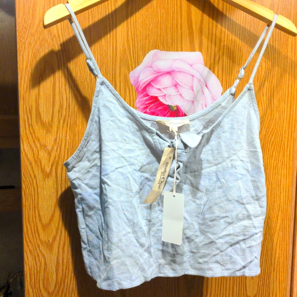 Grade & Gather linen blend tie front tank